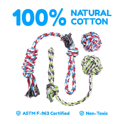 Pacific Pups Premium Rope Dog Toy Set - 5-Pack for Small to Medium Dogs