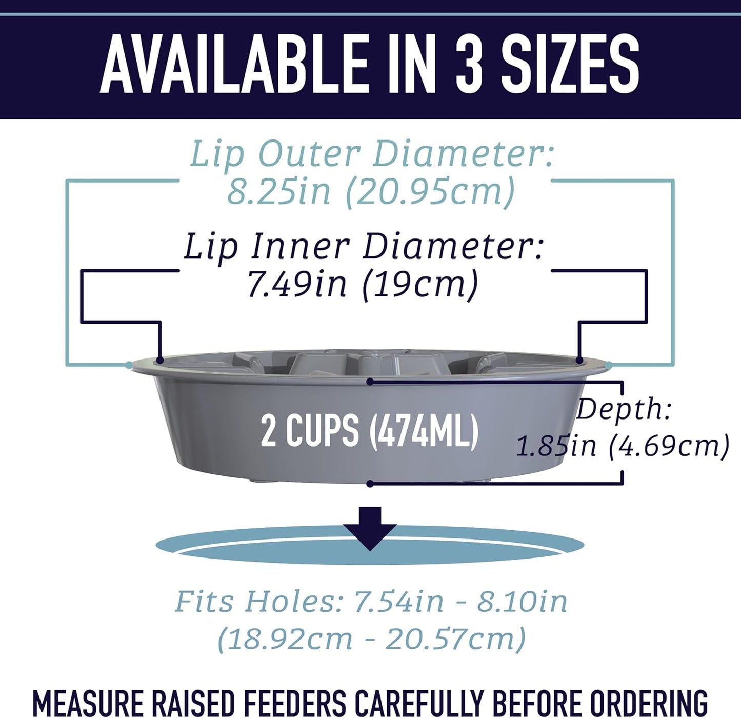 Slow Feeder Dog Bowl (2 Cup Capacity) - Puzzle Design with Feeder Holes, Compatible with Elevated Pet Feeders, Promotes Slow Eating for All Breeds - Blue